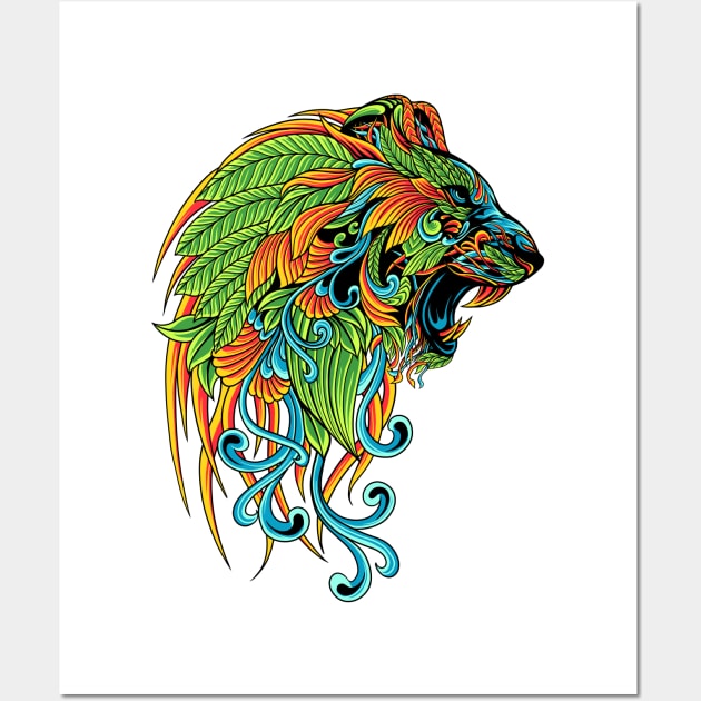 Lion Ornate Backprint Wall Art by Tuye Project